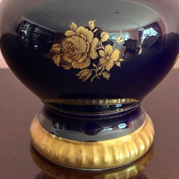 Vintage Porcelain Bareuther Waldsass Cobalt + Gold Vase Made in Bavaria Germany - Picture 4 of 9